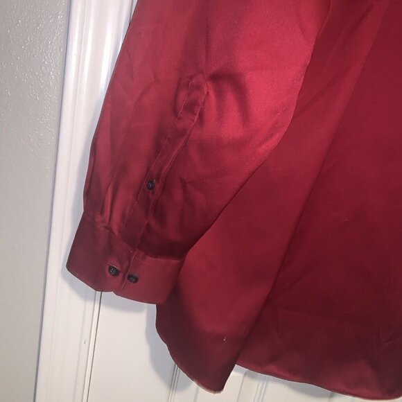 Kenneth Cole Red Button Up Long Sleeve 100's Two Ply Non Iron Shirt Size 16.5 - Picture 6 of 9